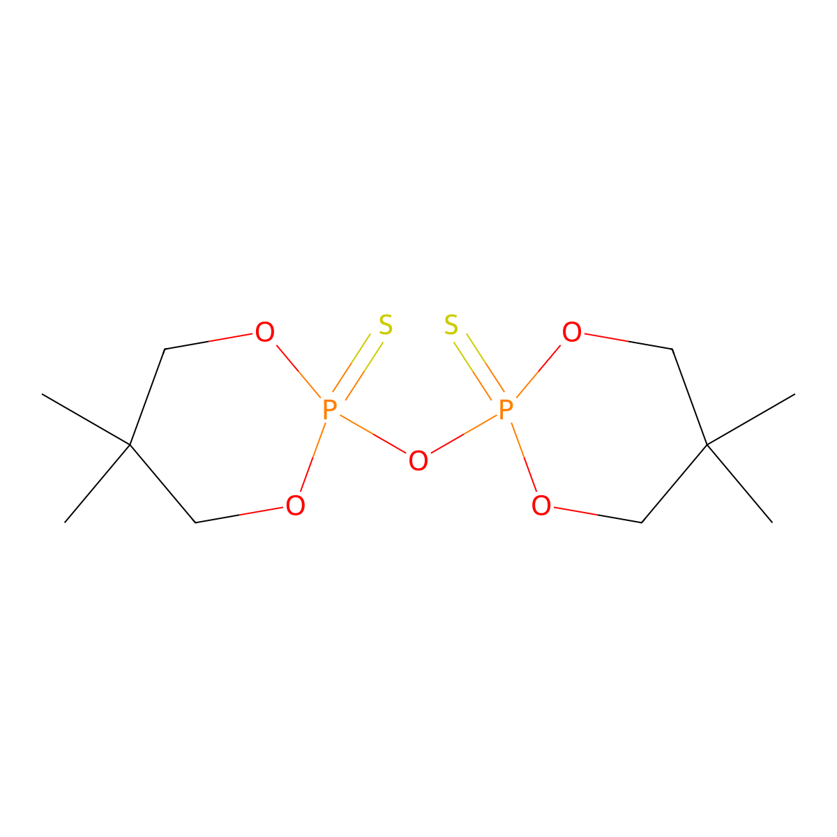 1,3,2-Dioxaphosphorinane, 2,2'-oxybis(5,5-dimethyl-, 2,2'-disulfide molecular structure, CAS 4090-51-1