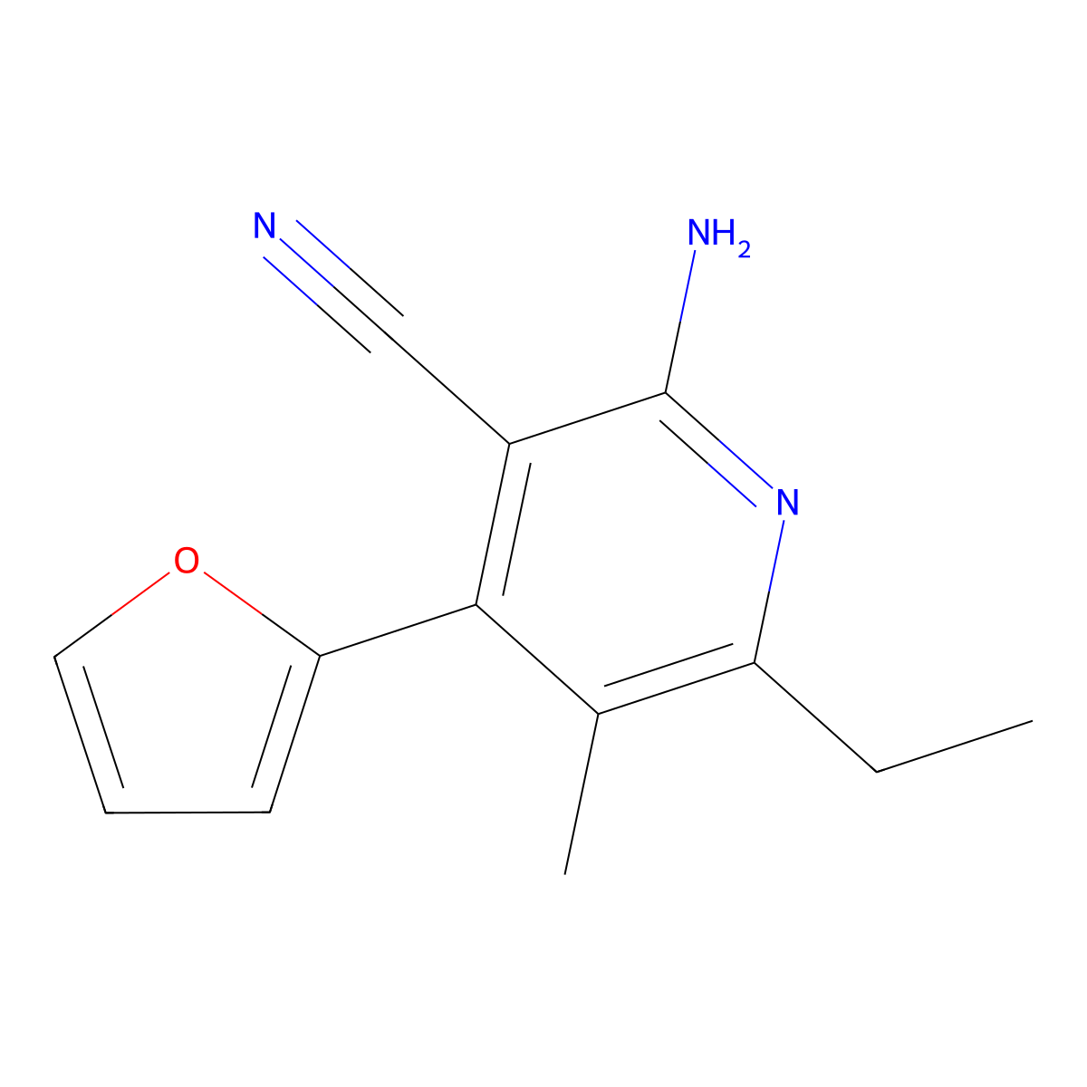 2-Amino-6-ethyl-4-(furan-2-yl)-5-methylnicotinonitrile molecular structure, CAS 409093-17-0