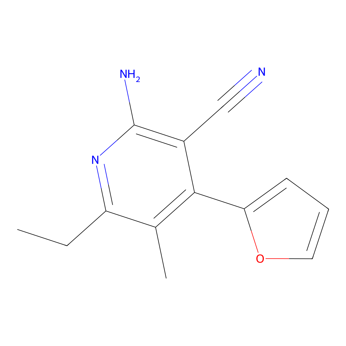 2-Amino-6-ethyl-4-(furan-2-yl)-5-methylnicotinonitrile molecular structure, CAS 409093-17-0