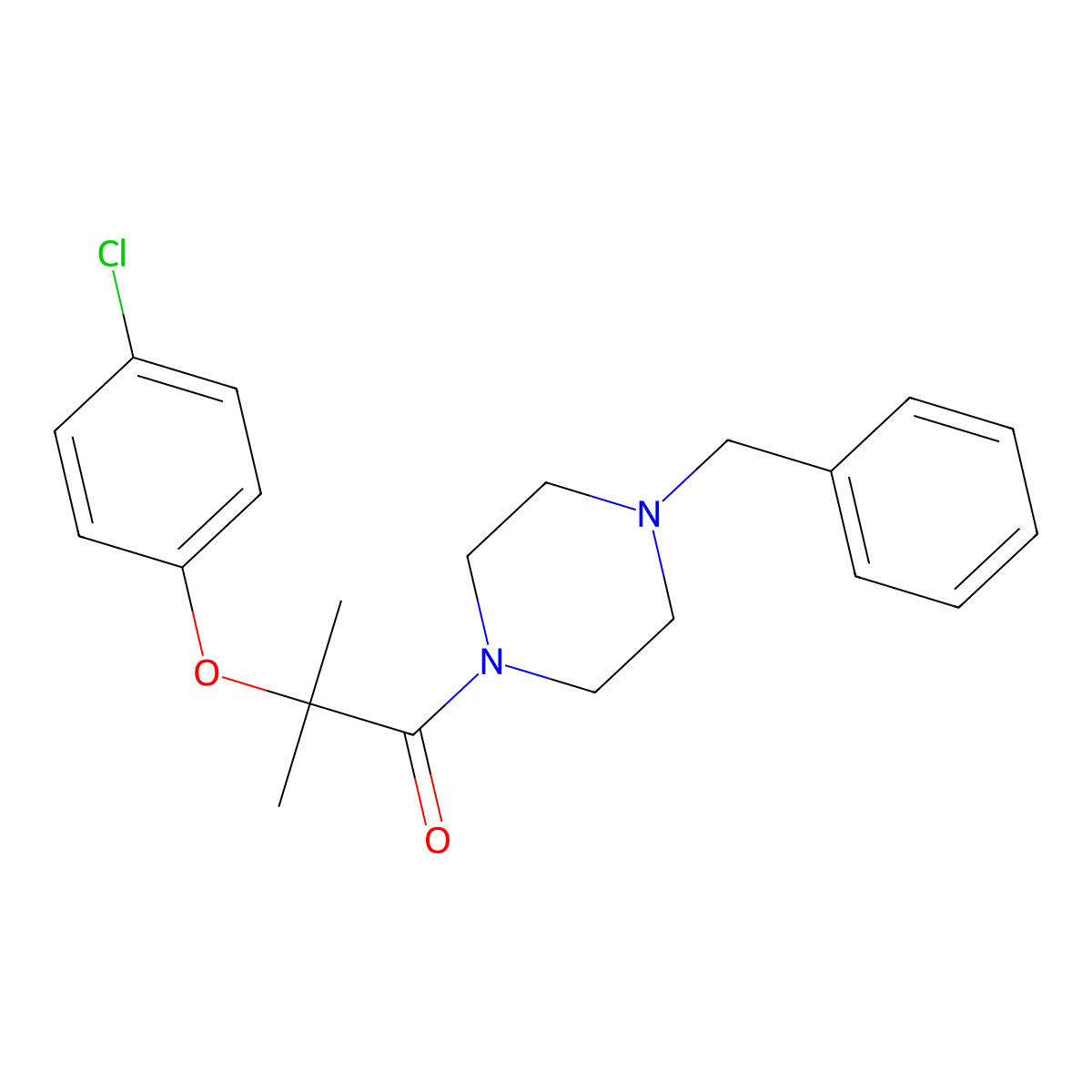 1-(4-Benzylpiperazin-1-yl)-2-(4-chlorophenoxy)-2-methylpropan-1-one molecular structure, CAS 409093-43-2
