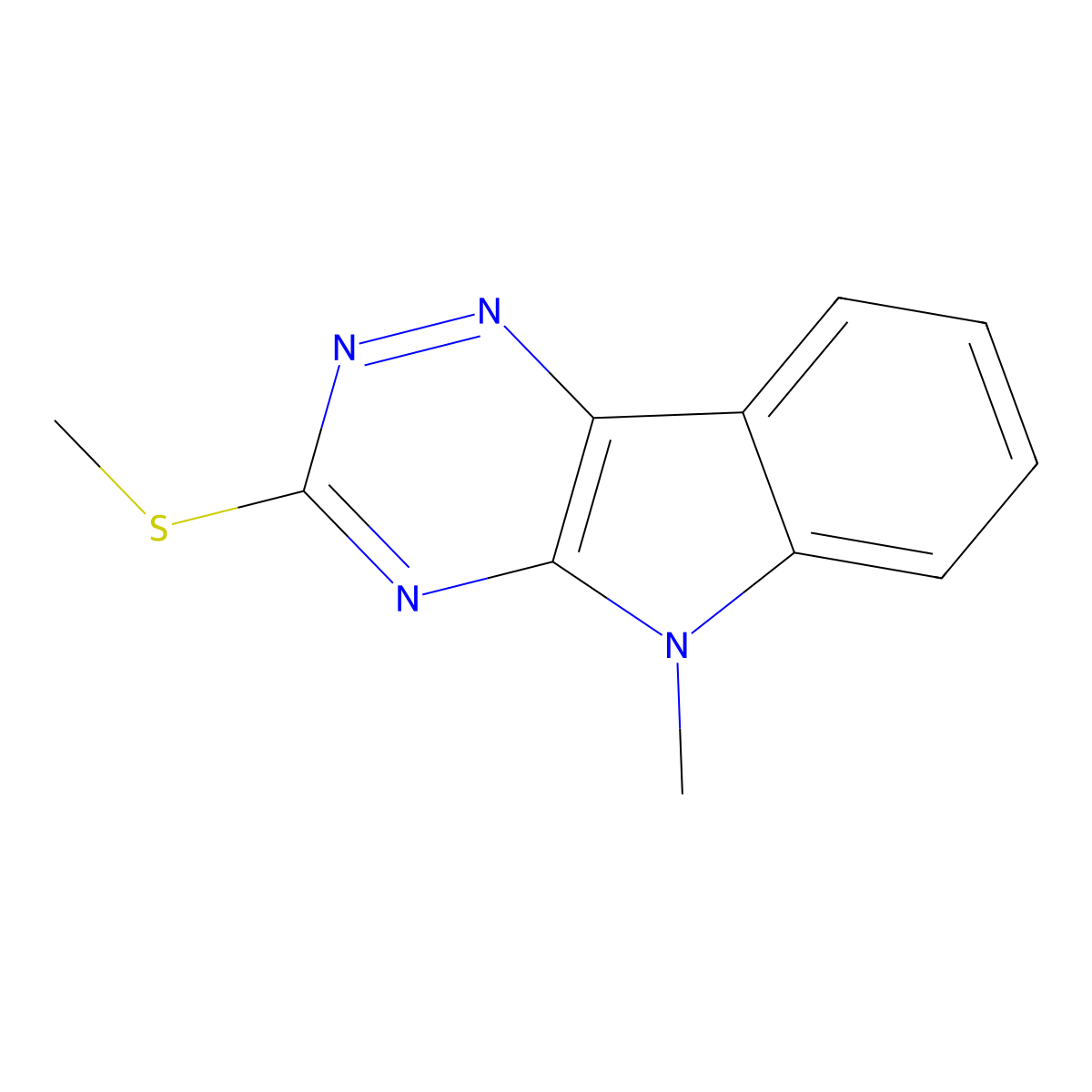 5-Methyl-3-methylthio-1,2,4-triazino[5,6-b]indole molecular structure, CAS 4091-89-8