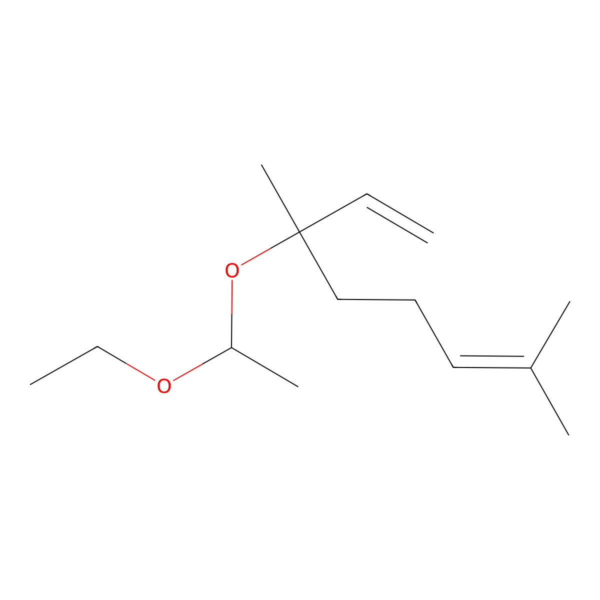 1,6-Octadiene, 3-(1-ethoxyethoxy)-3,7-dimethyl- molecular structure, CAS 40910-49-4