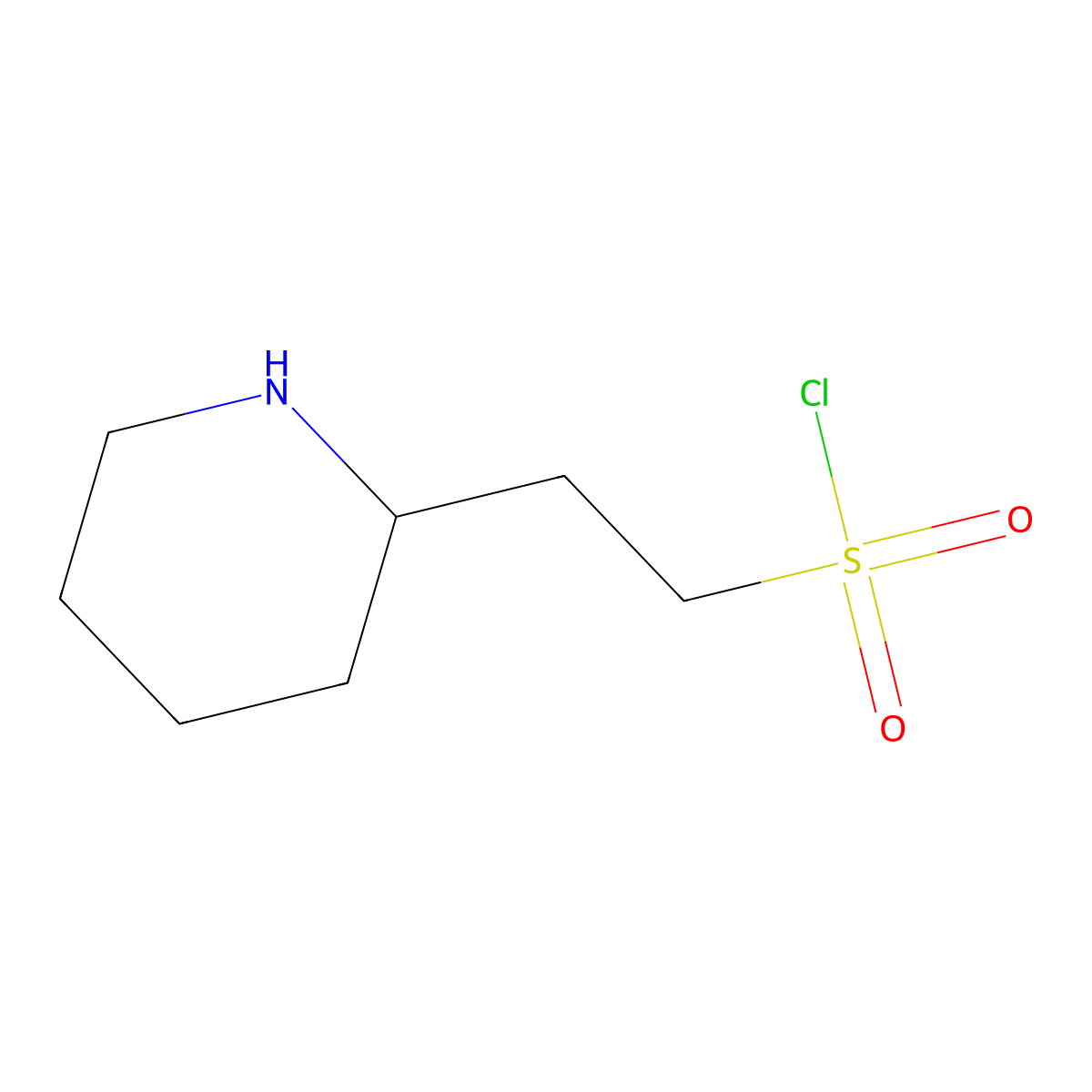 2-(Piperidin-2-yl)ethane-1-sulfonyl chloride molecular structure, CAS 409112-10-3