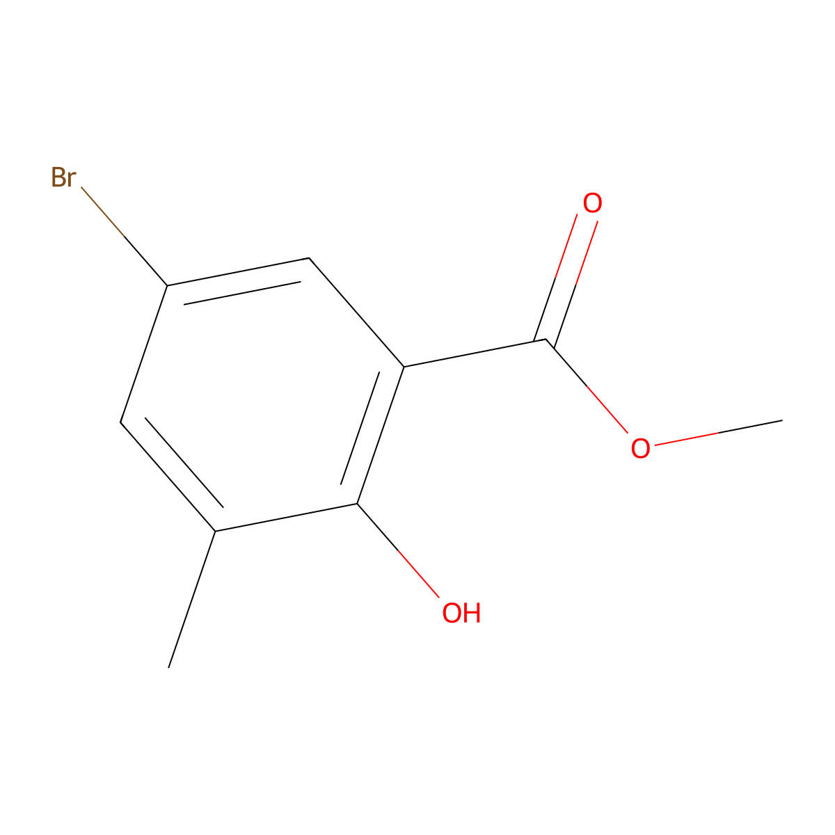 Methyl 5-bromo-2-hydroxy-3-methylbenzoate molecular structure, CAS 40912-71-8