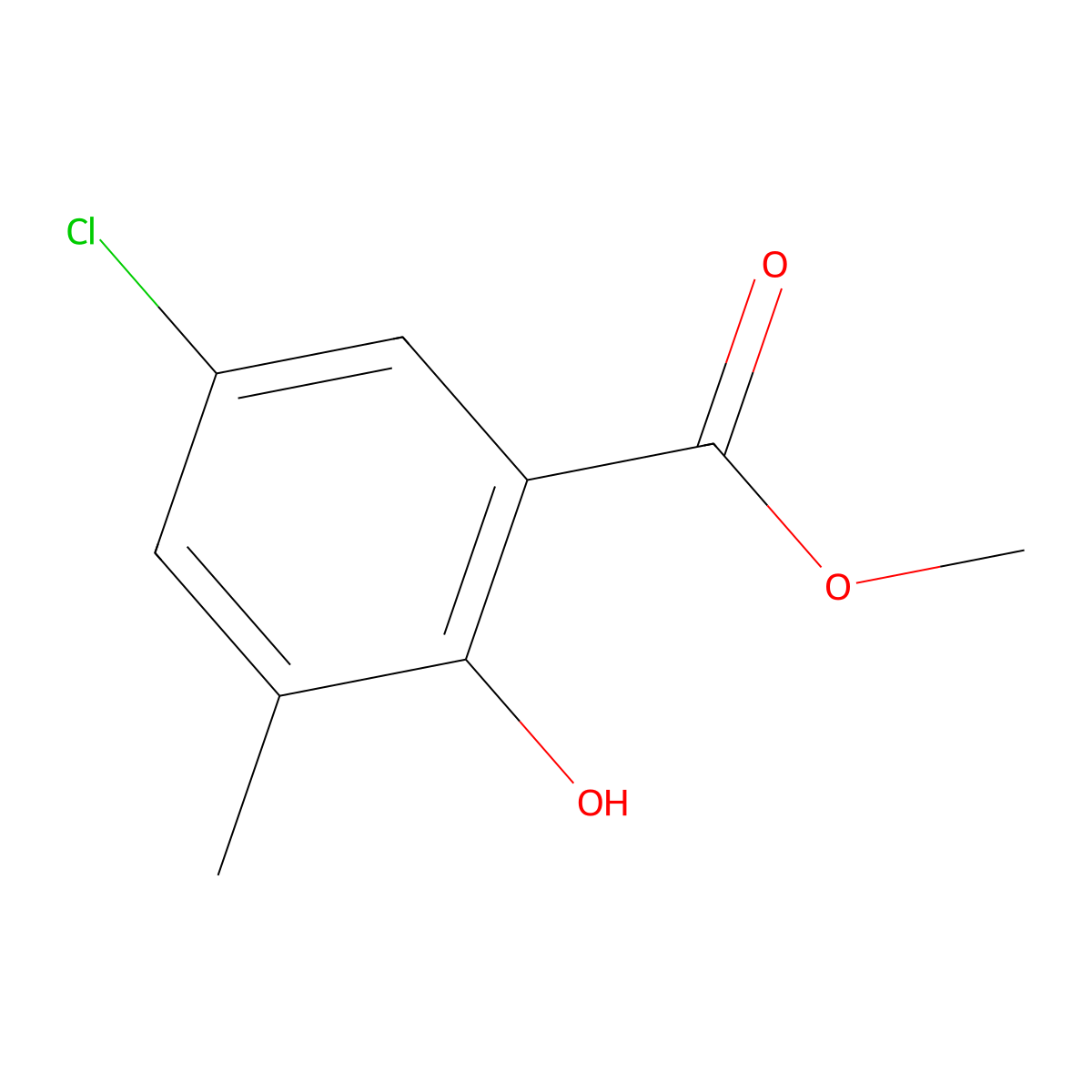 Methyl 5-chloro-2-hydroxy-3-methylbenzoate molecular structure, CAS 40912-74-1