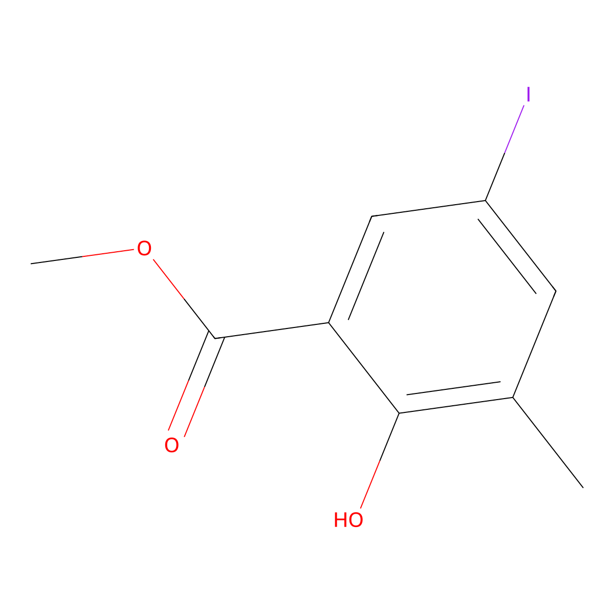 Methyl 2-hydroxy-5-iodo-3-methylbenzoate molecular structure, CAS 40912-75-2