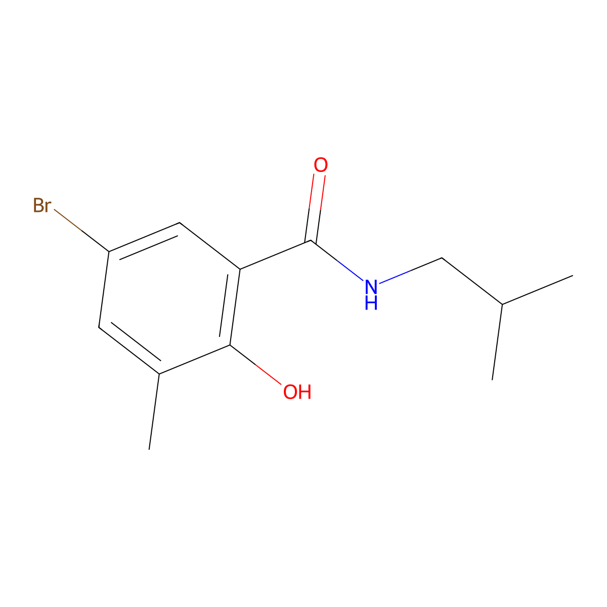 Benzamide, 5-bromo-2-hydroxy-3-methyl-N-(2-methylpropyl)- molecular structure, CAS 40912-90-1