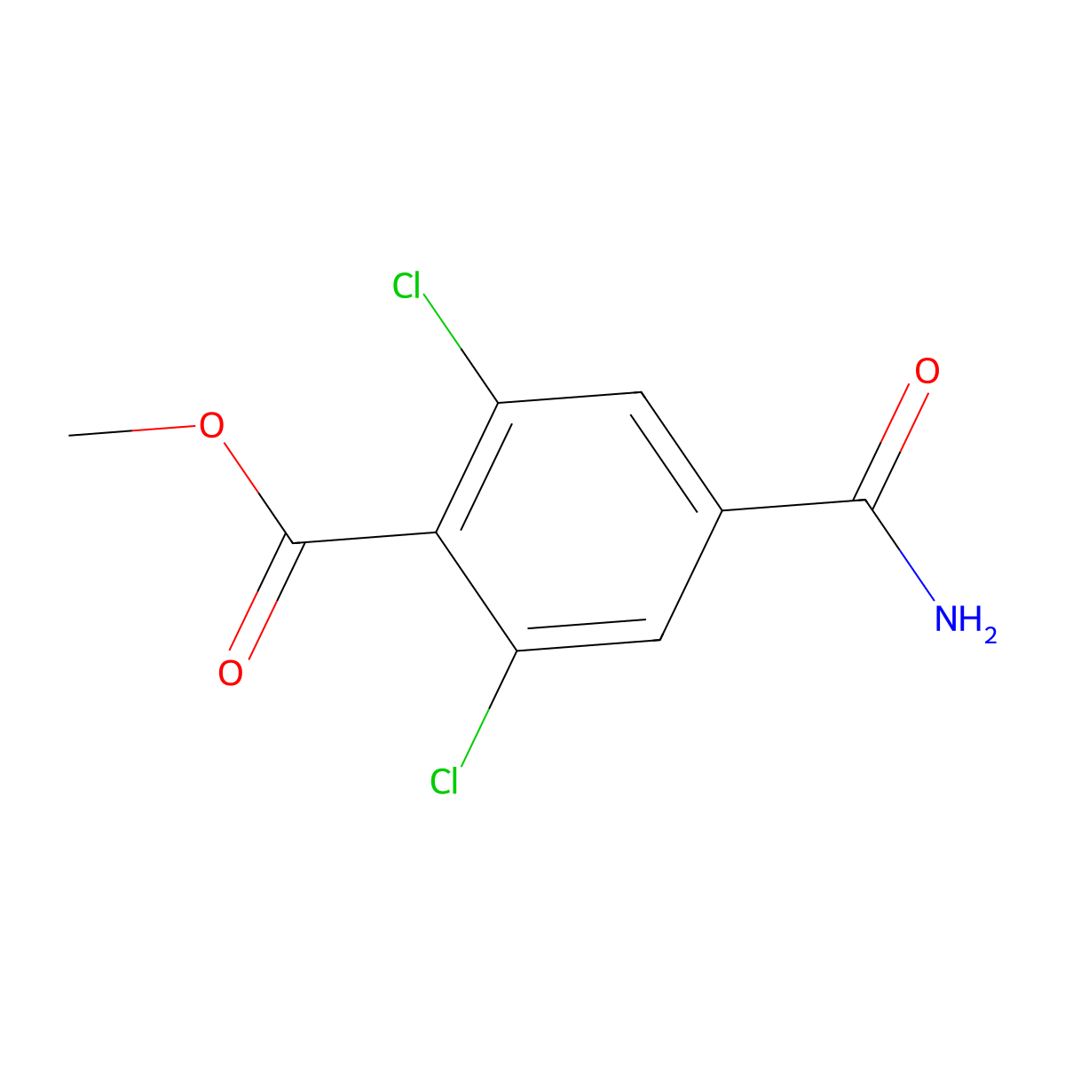 Methyl 4-carbamoyl-2,6-dichlorobenzoate molecular structure, CAS 409127-31-7