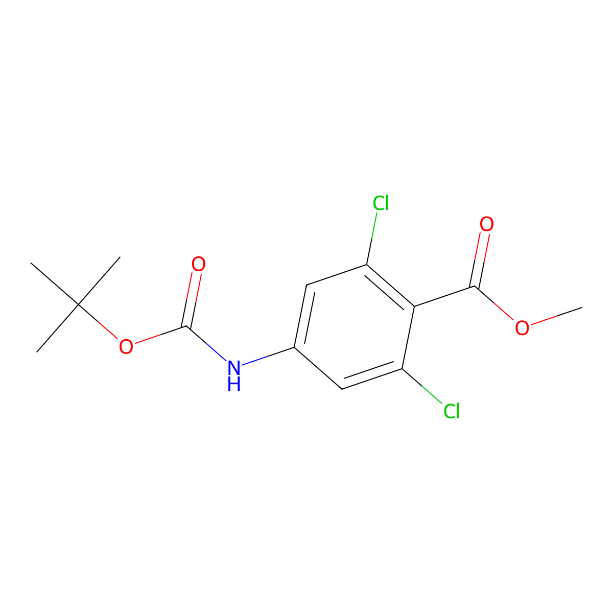 Methyl 4-((tert-butoxycarbonyl)amino)-2,6-dichlorobenzoate molecular structure, CAS 409127-35-1