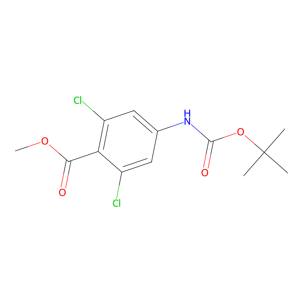 Methyl 4-((tert-butoxycarbonyl)amino)-2,6-dichlorobenzoate molecular structure, CAS 409127-35-1