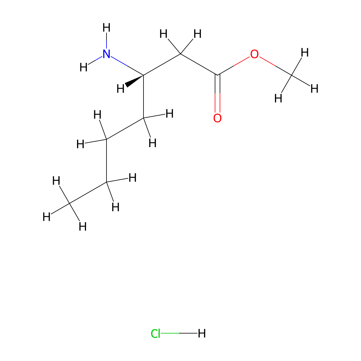 Methyl (3S)-3-aminoheptanoate hydrochloride molecular structure, CAS 409130-85-4