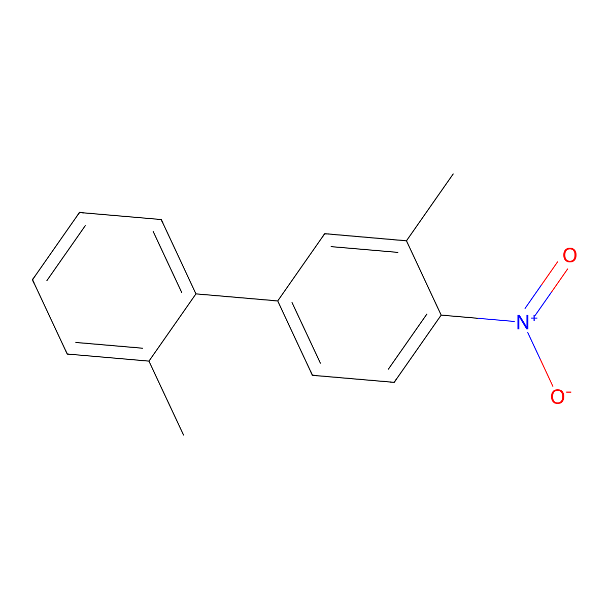 1,1'-Biphenyl, 2',3-dimethyl-4-nitro- molecular structure, CAS 40915-19-3