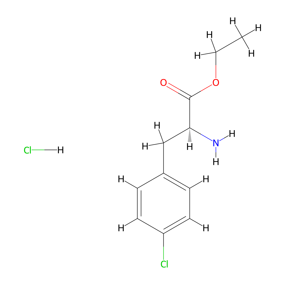4-Chlorophenylalanine ethyl ester hydrochloride molecular structure, CAS 40915-49-9