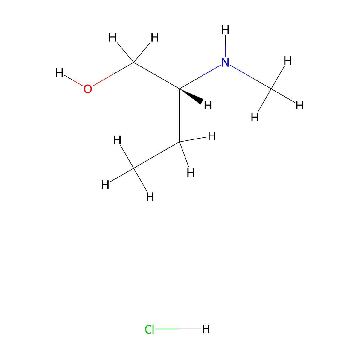 (R)-2-(Methylamino)butan-1-ol HCl molecular structure, CAS 40916-60-7