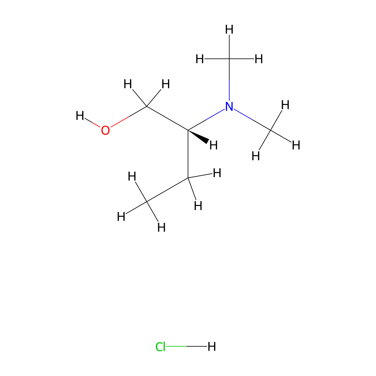 (2R)-2-(dimethylamino)butan-1-ol hydrochloride molecular structure, CAS 40916-68-5