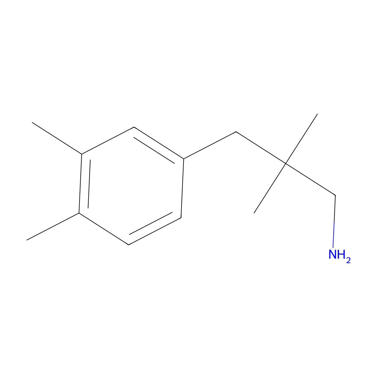 3-(3,4-Dimethylphenyl)-2,2-dimethylpropan-1-amine molecular structure, CAS 4092-98-2