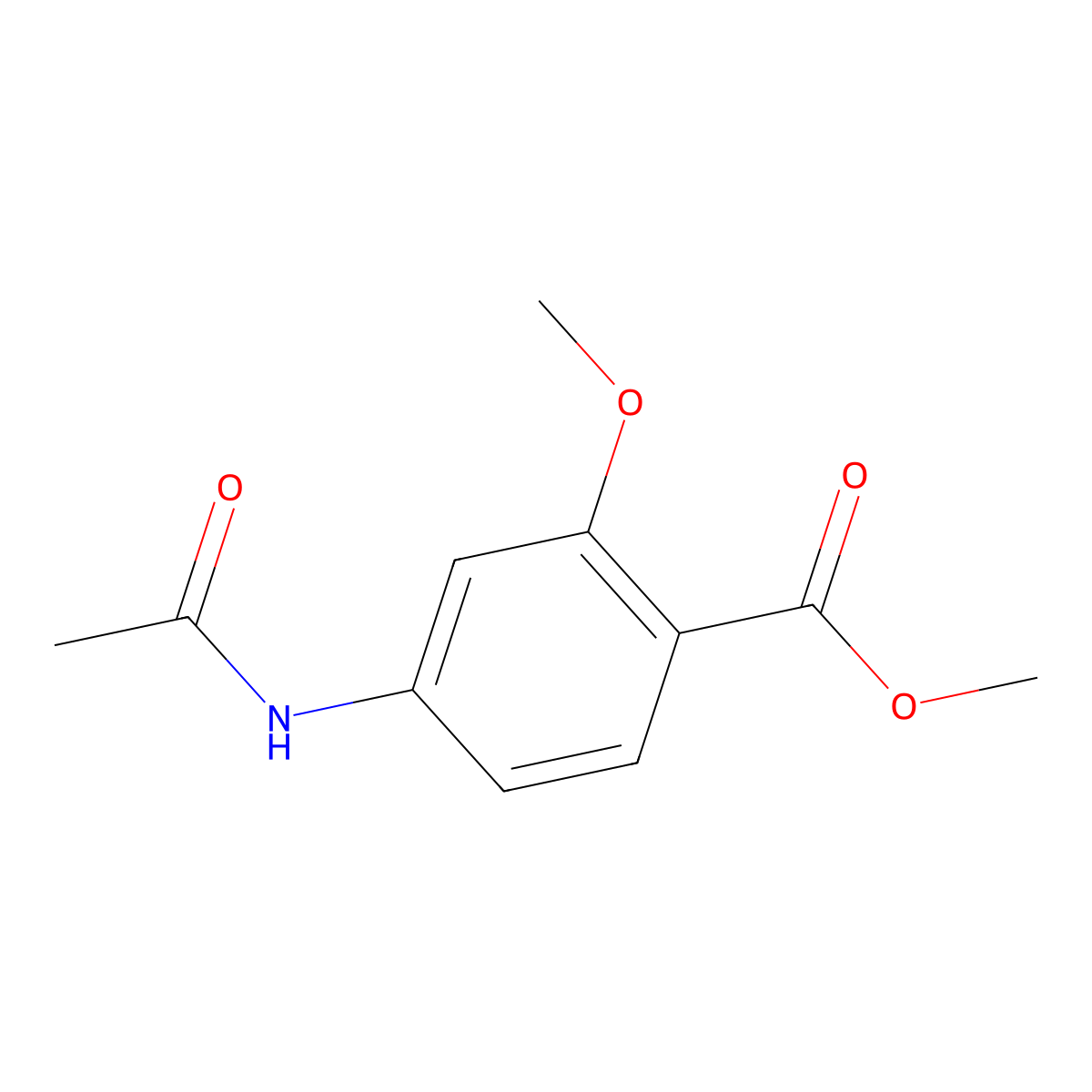 Methyl 4-(acetylamino)-2-methoxybenzoate molecular structure, CAS 4093-29-2