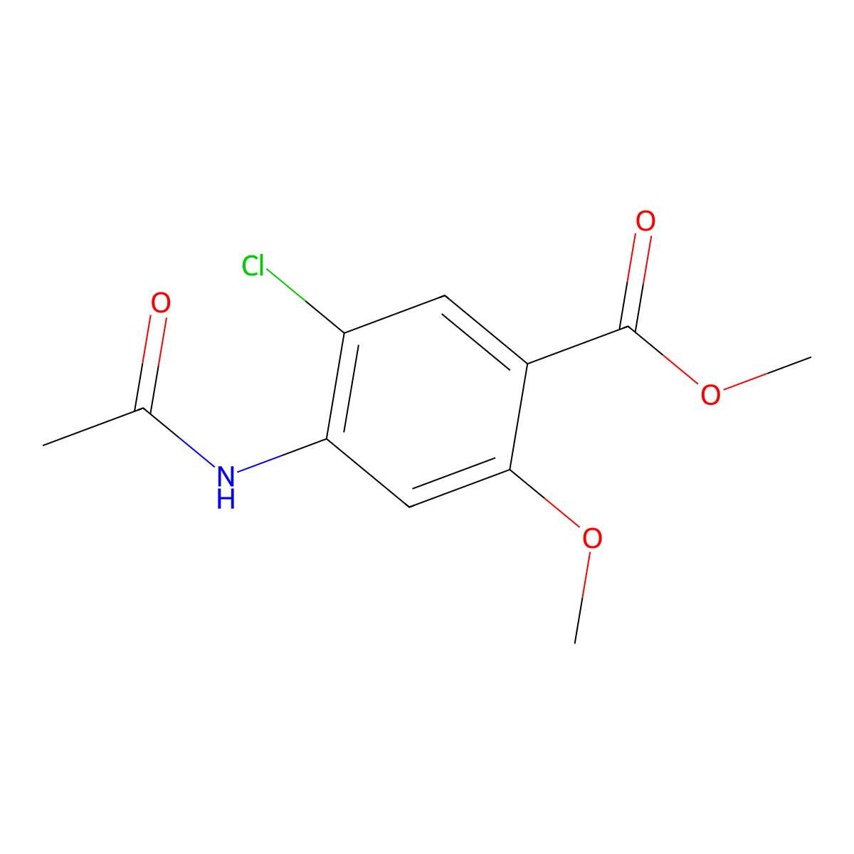 Methyl 4-acetamido-5-chloro-2-methoxybenzoate molecular structure, CAS 4093-31-6
