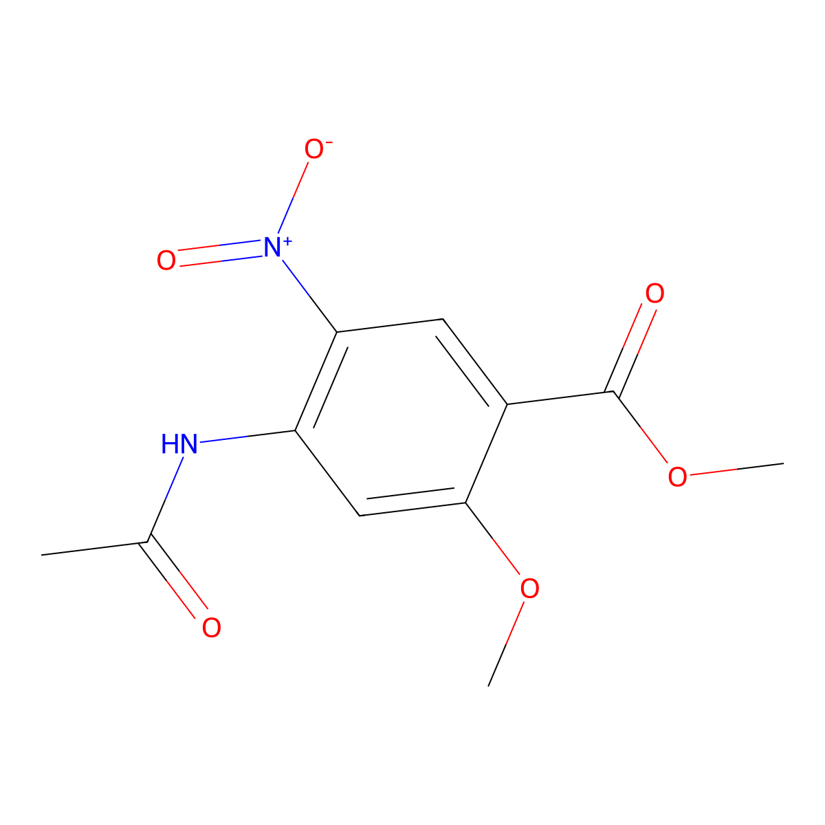Methyl 4-acetamido-2-methoxy-5-nitrobenzoate molecular structure, CAS 4093-41-8