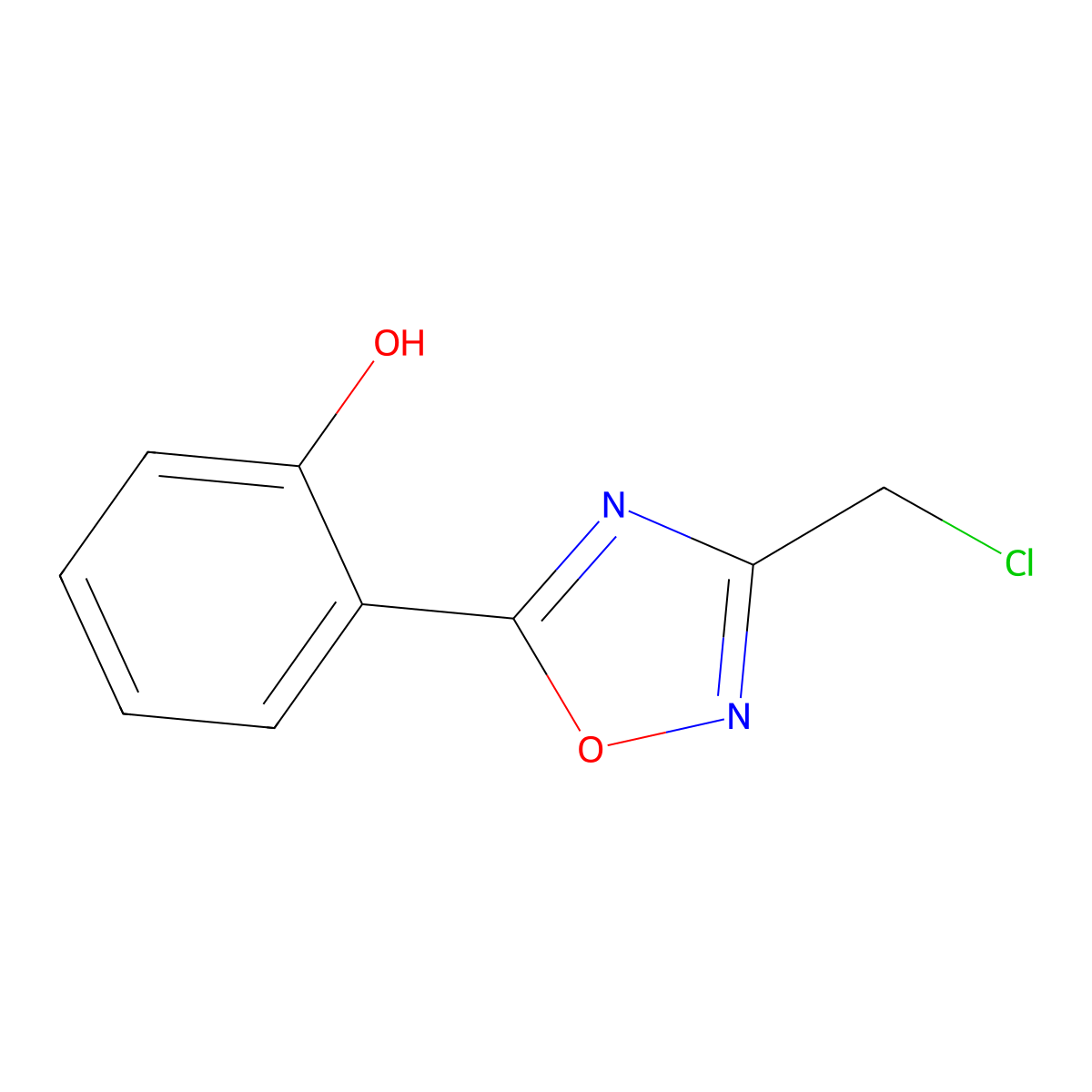 2-[3-(Chloromethyl)-1,2,4-oxadiazol-5-yl]phenol molecular structure, CAS 409304-46-7