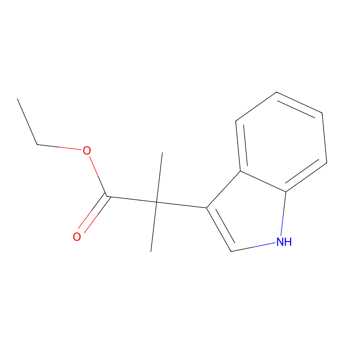 ethyl 2-(1H-indol-3-yl)-2-methylpropanoate molecular structure, CAS 409326-89-2