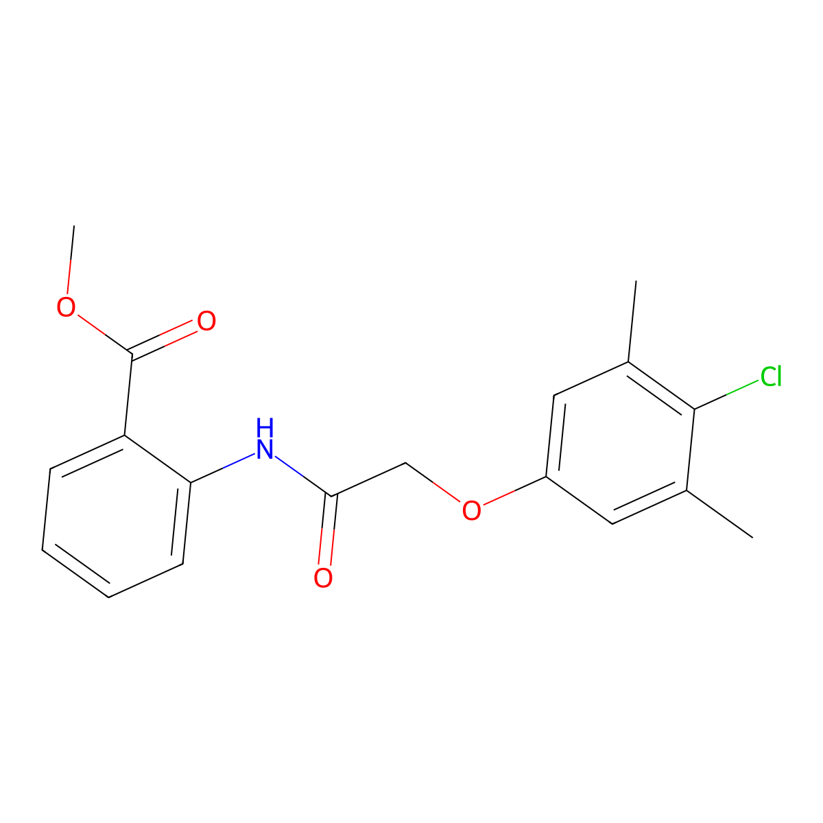 Methyl 2-{[(4-chloro-3,5-dimethylphenoxy)acetyl]amino}benzoate molecular structure, CAS 409338-38-1