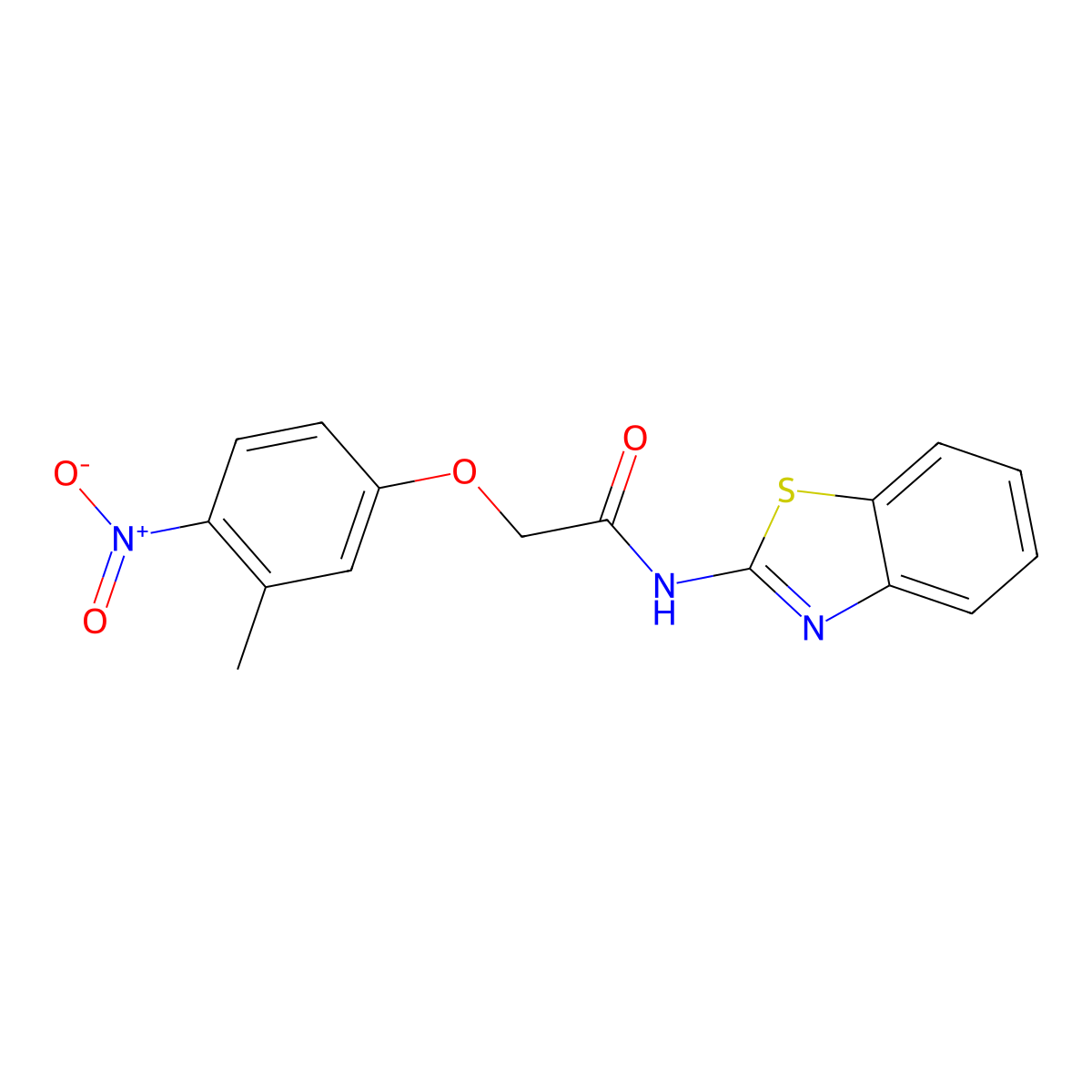 N-(1,3-benzothiazol-2-yl)-2-(3-methyl-4-nitrophenoxy)acetamide molecular structure, CAS 409338-41-6