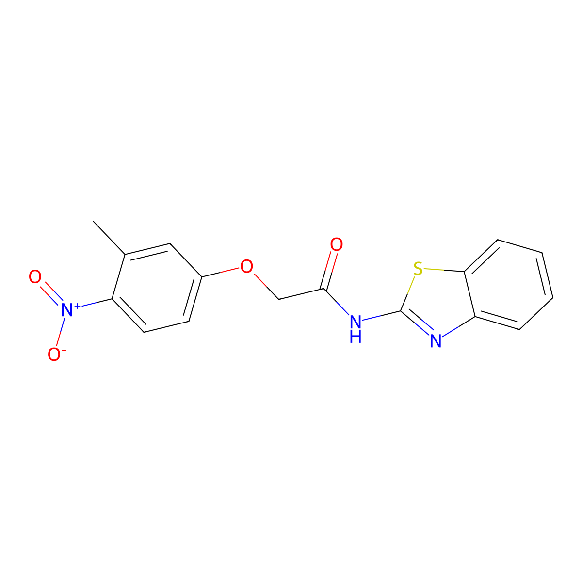N-(1,3-benzothiazol-2-yl)-2-(3-methyl-4-nitrophenoxy)acetamide molecular structure, CAS 409338-41-6