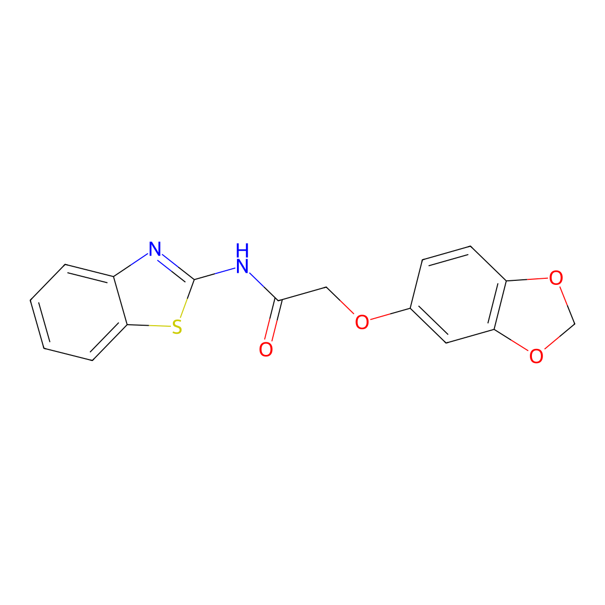 2-(1,3-benzodioxol-5-yloxy)-N-(1,3-benzothiazol-2-yl)acetamide molecular structure, CAS 409338-87-0