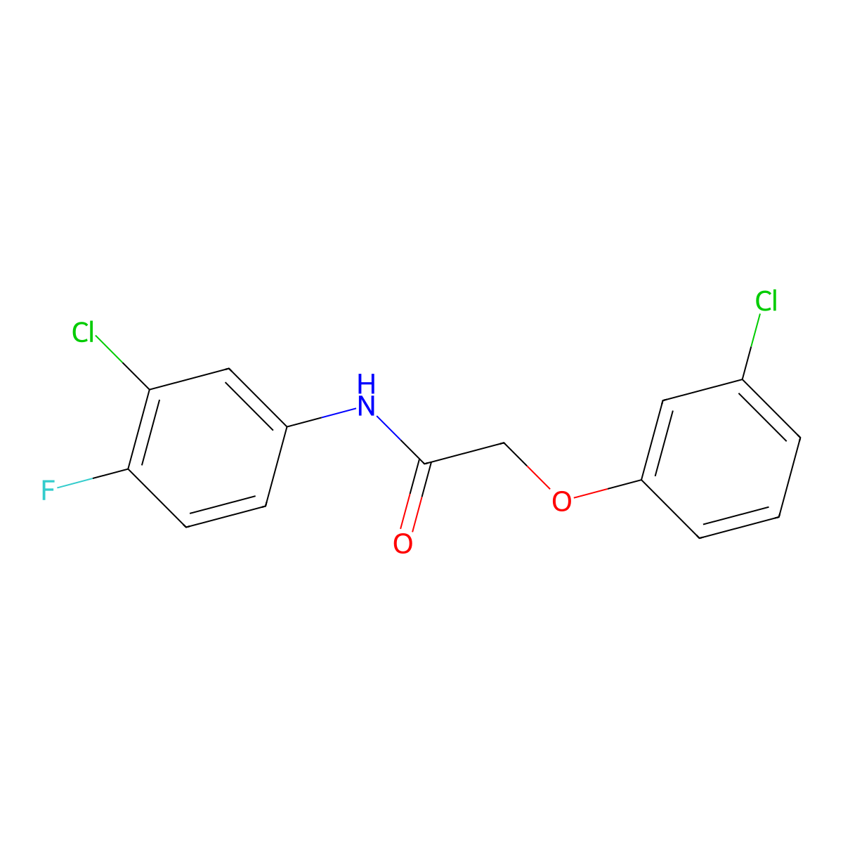 N-(3-chloro-4-fluorophenyl)-2-(3-chlorophenoxy)acetamide molecular structure, CAS 409338-94-9