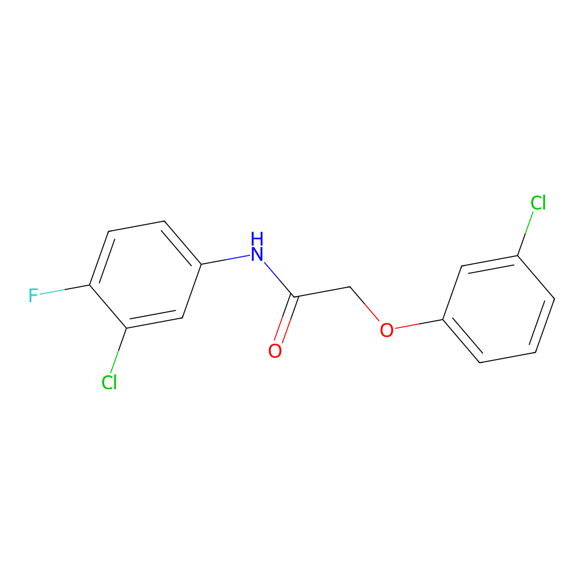 N-(3-chloro-4-fluorophenyl)-2-(3-chlorophenoxy)acetamide molecular structure, CAS 409338-94-9