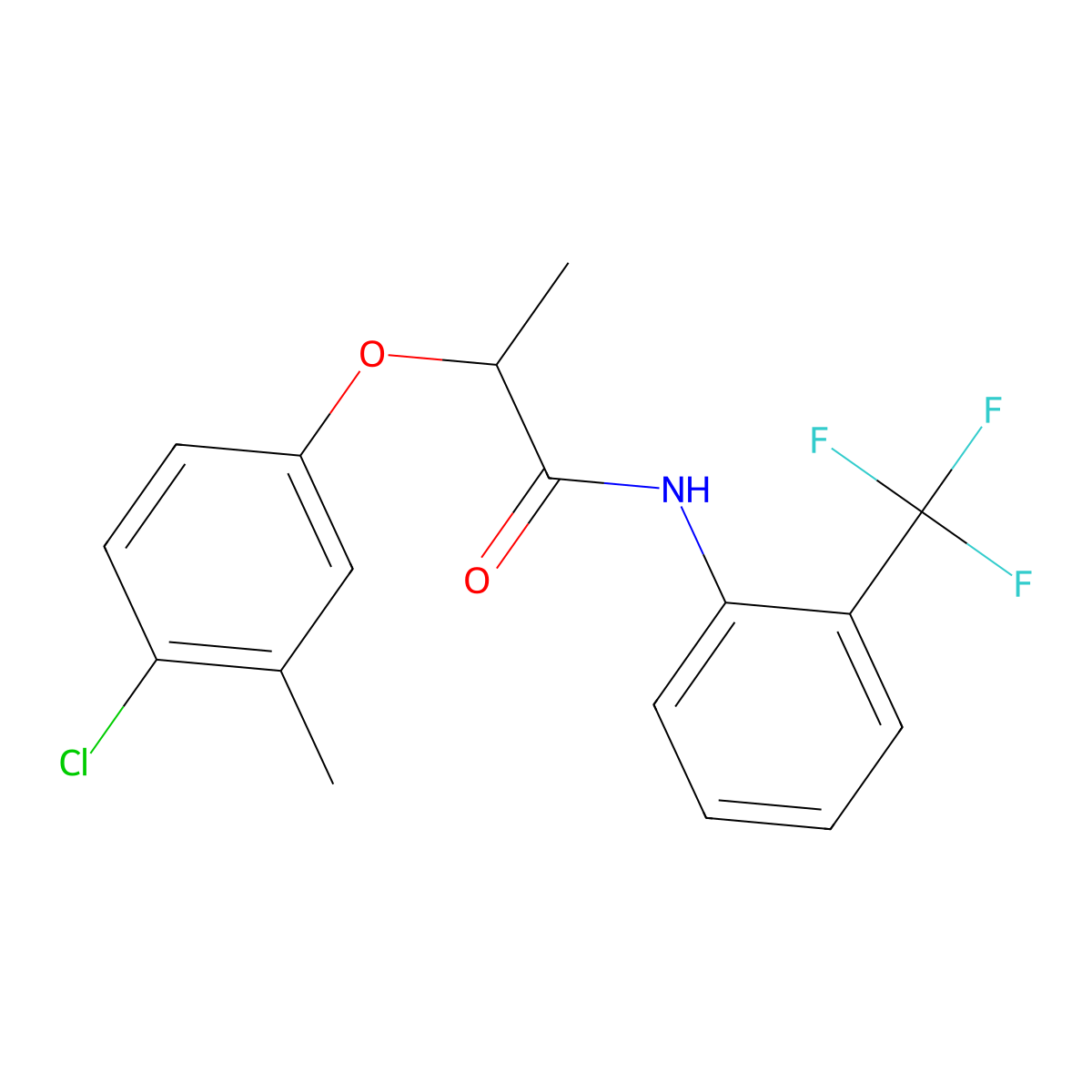 2-(4-chloro-3-methylphenoxy)-N-[2-(trifluoromethyl)phenyl]propanamide molecular structure, CAS 409340-27-8