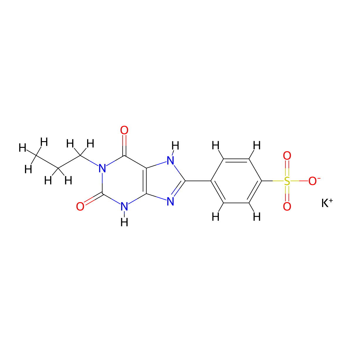 1-Propyl-8-(4-sulfophenyl)xanthine Potassium Salt molecular structure, CAS 409344-71-4