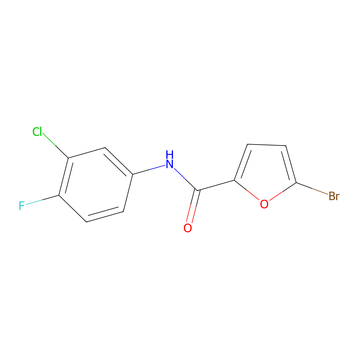 5-bromo-N-(3-chloro-4-fluorophenyl)furan-2-carboxamide molecular structure, CAS 409347-47-3