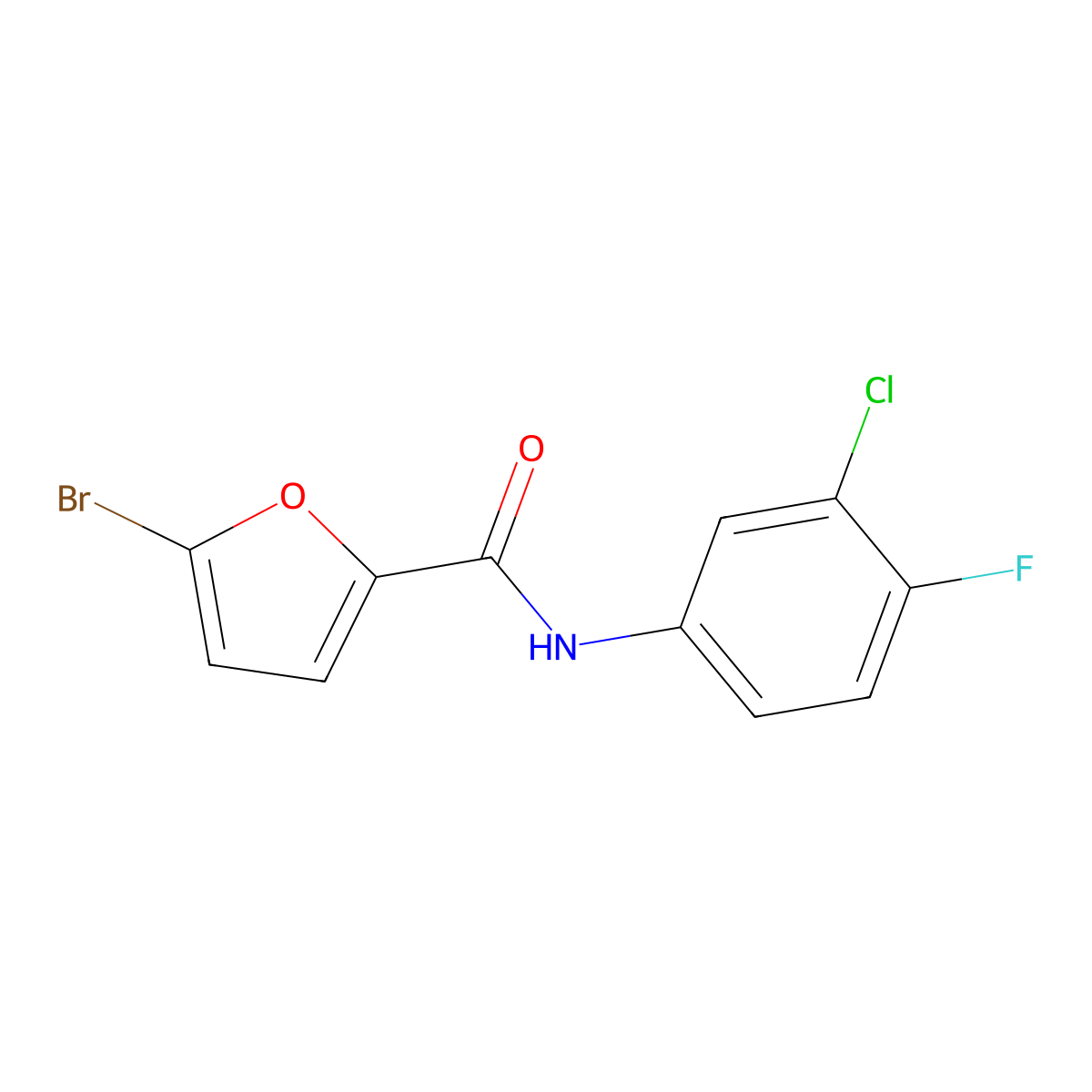 5-bromo-N-(3-chloro-4-fluorophenyl)furan-2-carboxamide molecular structure, CAS 409347-47-3