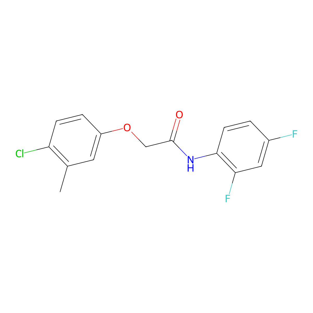 2-(4-chloro-3-methylphenoxy)-N-(2,4-difluorophenyl)acetamide molecular structure, CAS 409347-97-3