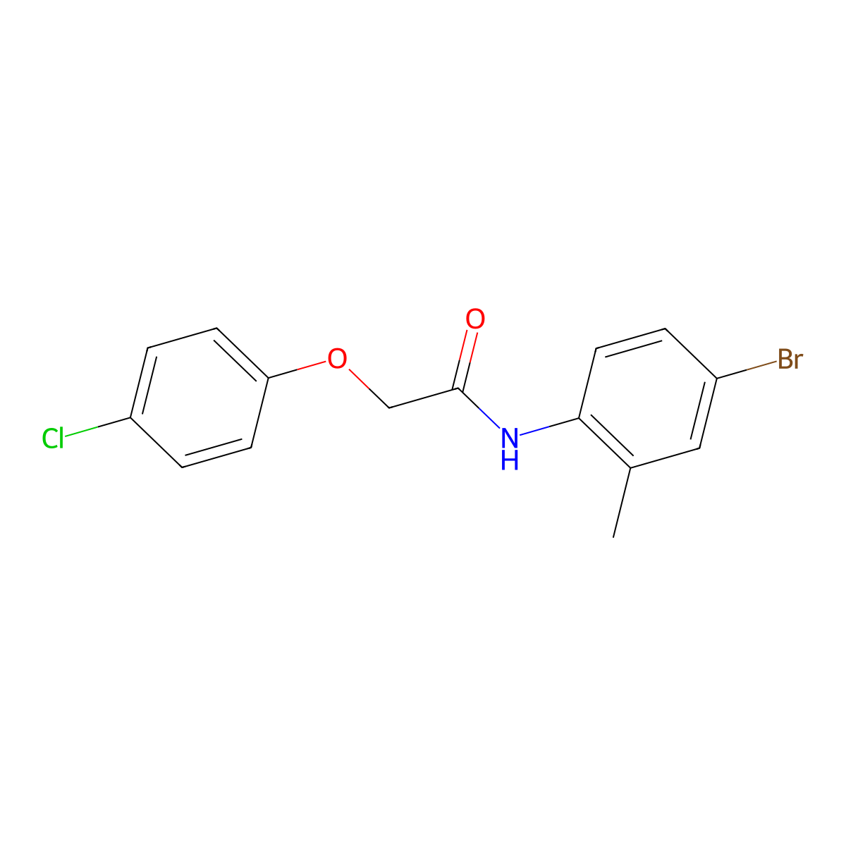 N-(4-bromo-2-methylphenyl)-2-(4-chlorophenoxy)acetamide molecular structure, CAS 409348-11-4
