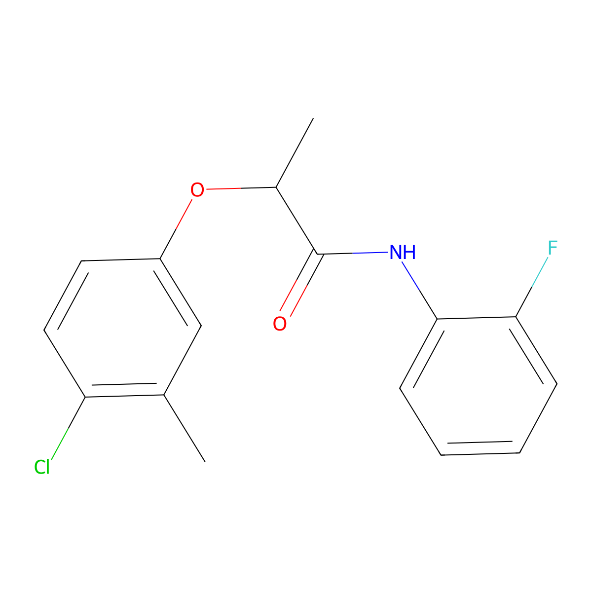 2-(4-chloro-3-methylphenoxy)-N-(2-fluorophenyl)propanamide molecular structure, CAS 409349-17-3