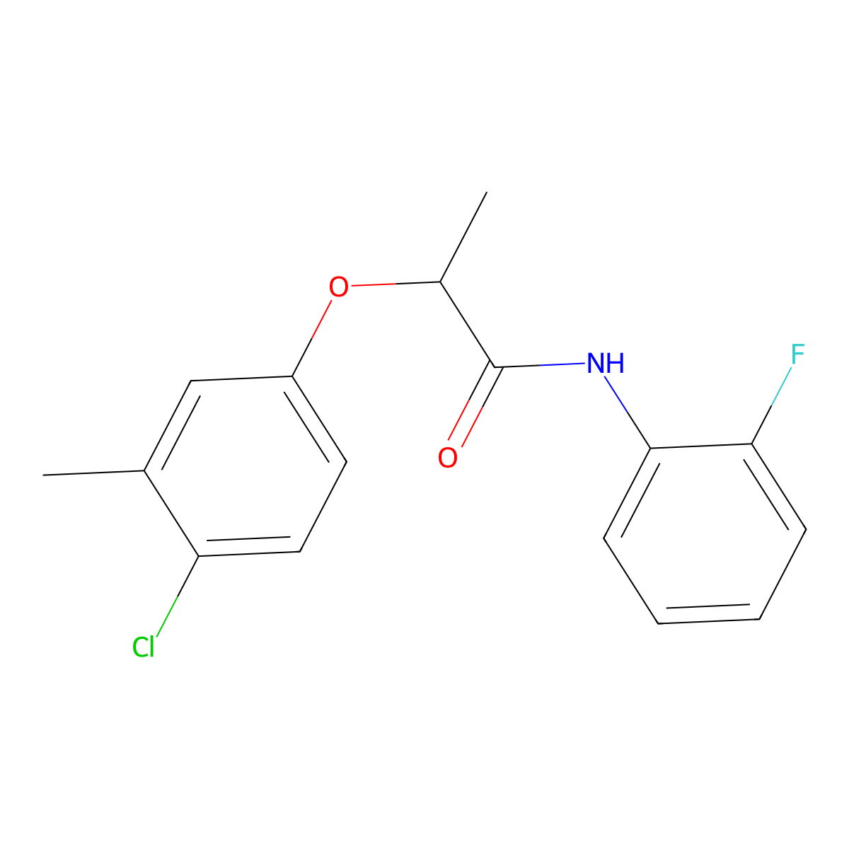 2-(4-chloro-3-methylphenoxy)-N-(2-fluorophenyl)propanamide molecular structure, CAS 409349-17-3