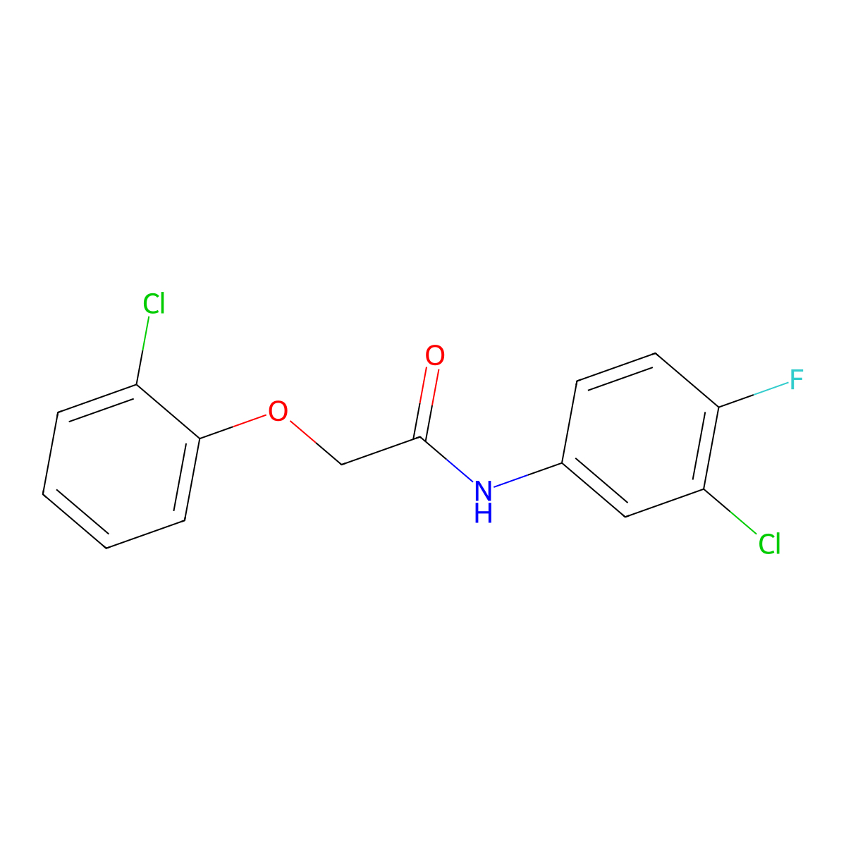 N-(3-chloro-4-fluorophenyl)-2-(2-chlorophenoxy)acetamide molecular structure, CAS 409349-38-8