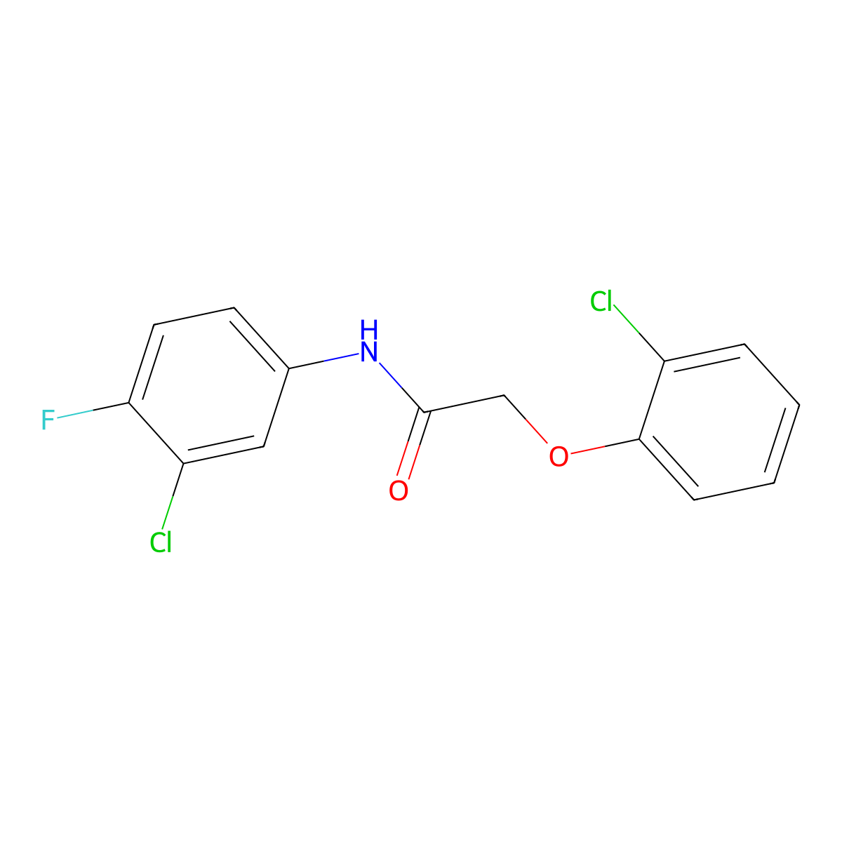 N-(3-chloro-4-fluorophenyl)-2-(2-chlorophenoxy)acetamide molecular structure, CAS 409349-38-8