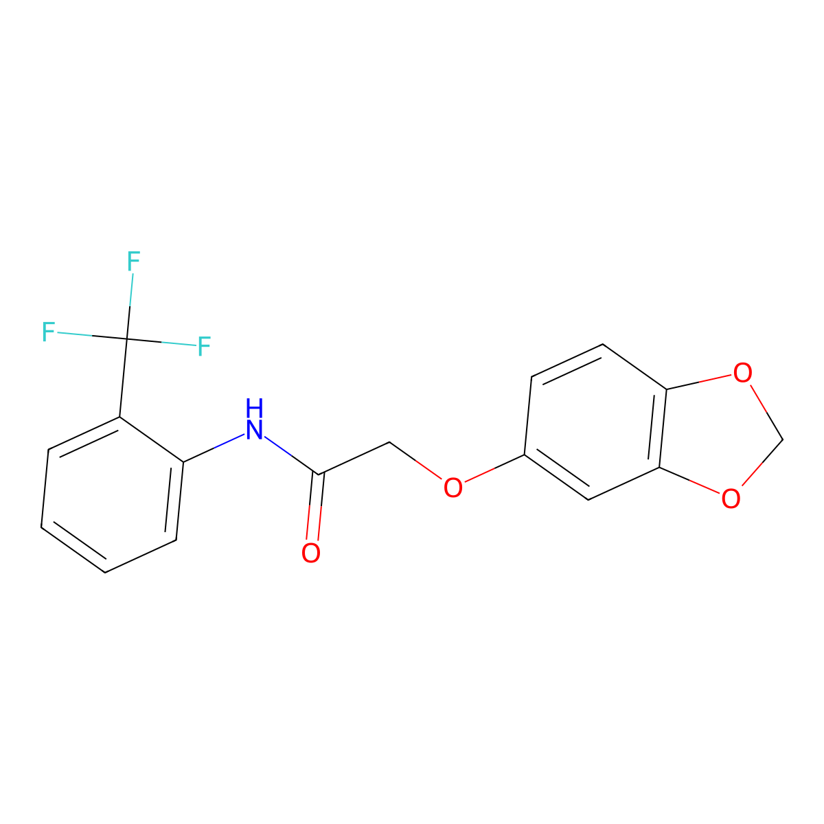 2-(1,3-Benzodioxol-5-yloxy)-N-[2-(trifluoromethyl)phenyl]acetamide molecular structure, CAS 409349-58-2