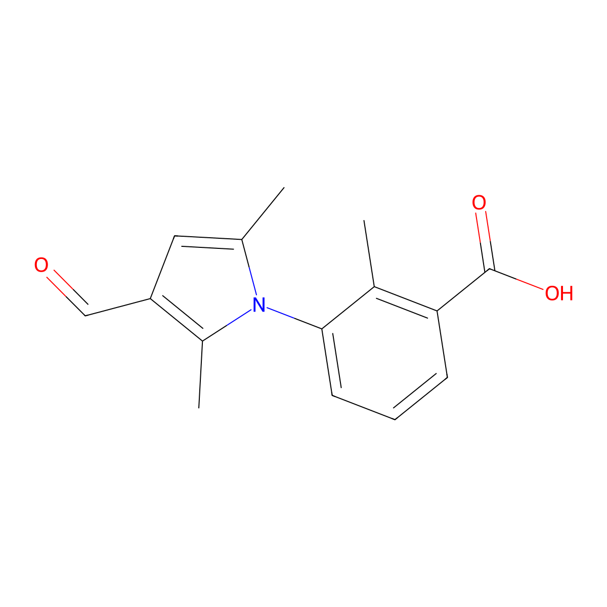 3-(3-formyl-2,5-dimethyl-1H-pyrrol-1-yl)-2-methylbenzoic acid molecular structure, CAS 409353-61-3