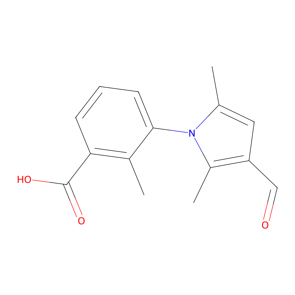 3-(3-formyl-2,5-dimethyl-1H-pyrrol-1-yl)-2-methylbenzoic acid molecular structure, CAS 409353-61-3