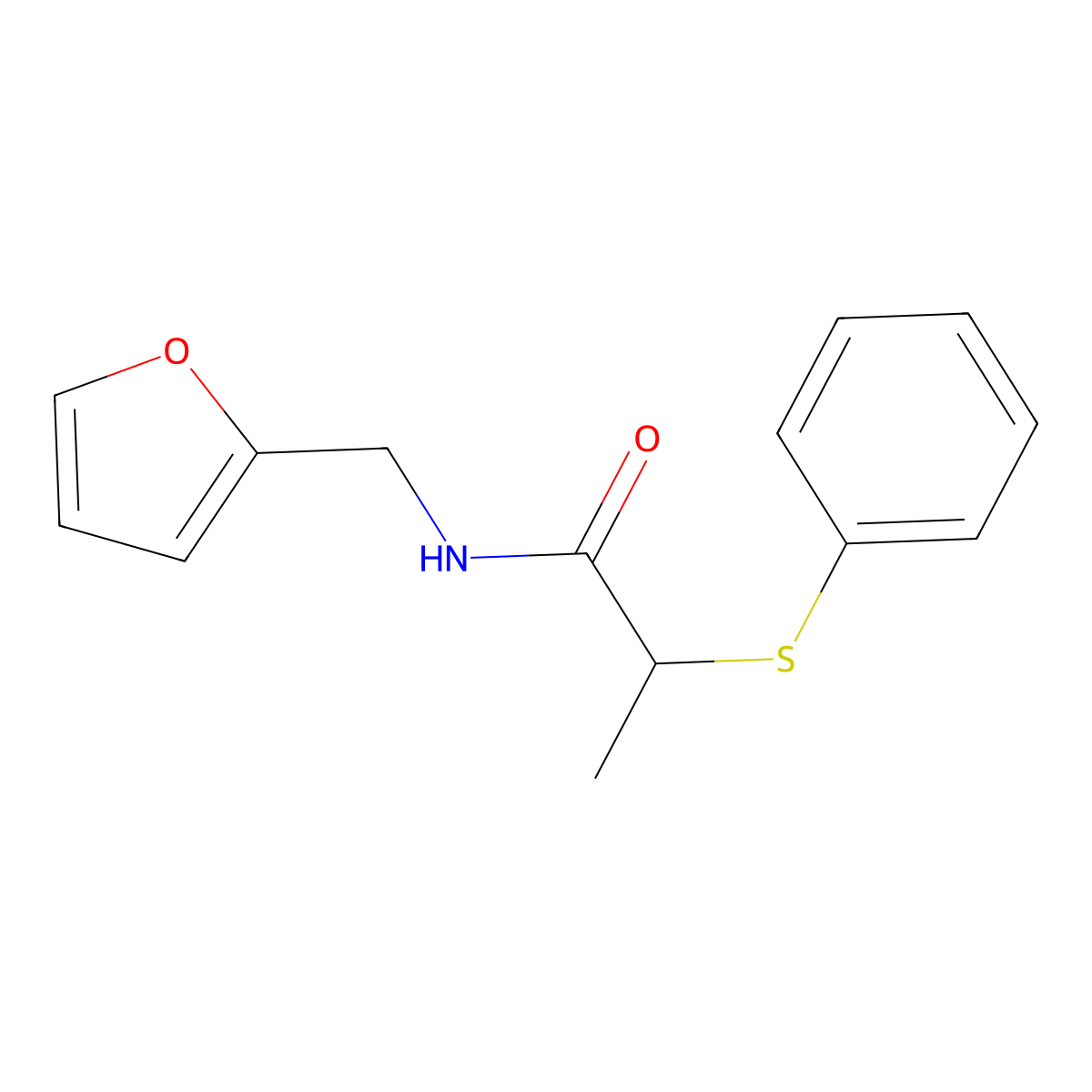 N-(furan-2-ylmethyl)-2-phenylsulfanylpropanamide molecular structure, CAS 409353-83-9