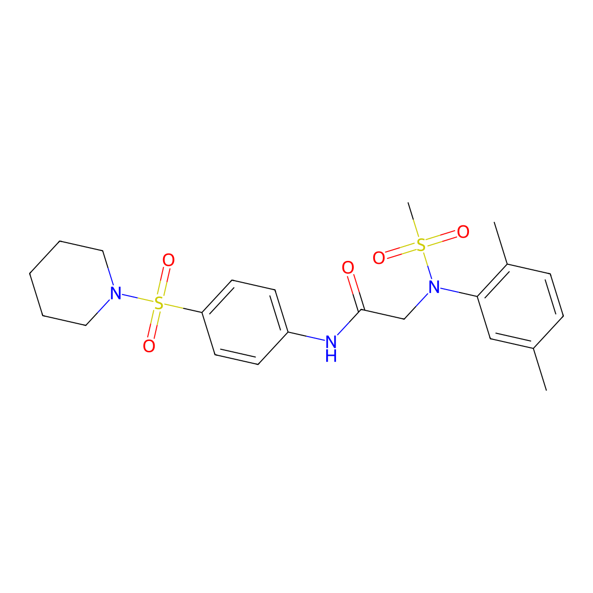 2-(2,5-dimethyl-N-methylsulfonylanilino)-N-(4-piperidin-1-ylsulfonylphenyl)acetamide molecular structure, CAS 409353-91-9