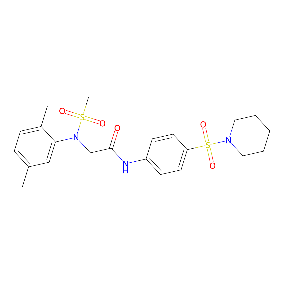 2-(2,5-dimethyl-N-methylsulfonylanilino)-N-(4-piperidin-1-ylsulfonylphenyl)acetamide molecular structure, CAS 409353-91-9