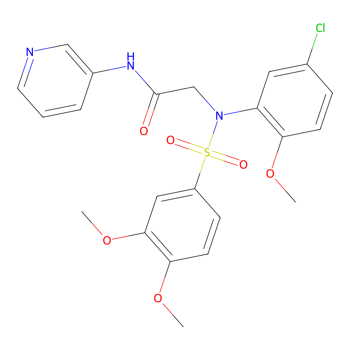 2-(5-chloro-N-(3,4-dimethoxyphenyl)sulfonyl-2-methoxyanilino)-N-pyridin-3-ylacetamide molecular structure, CAS 409354-05-8