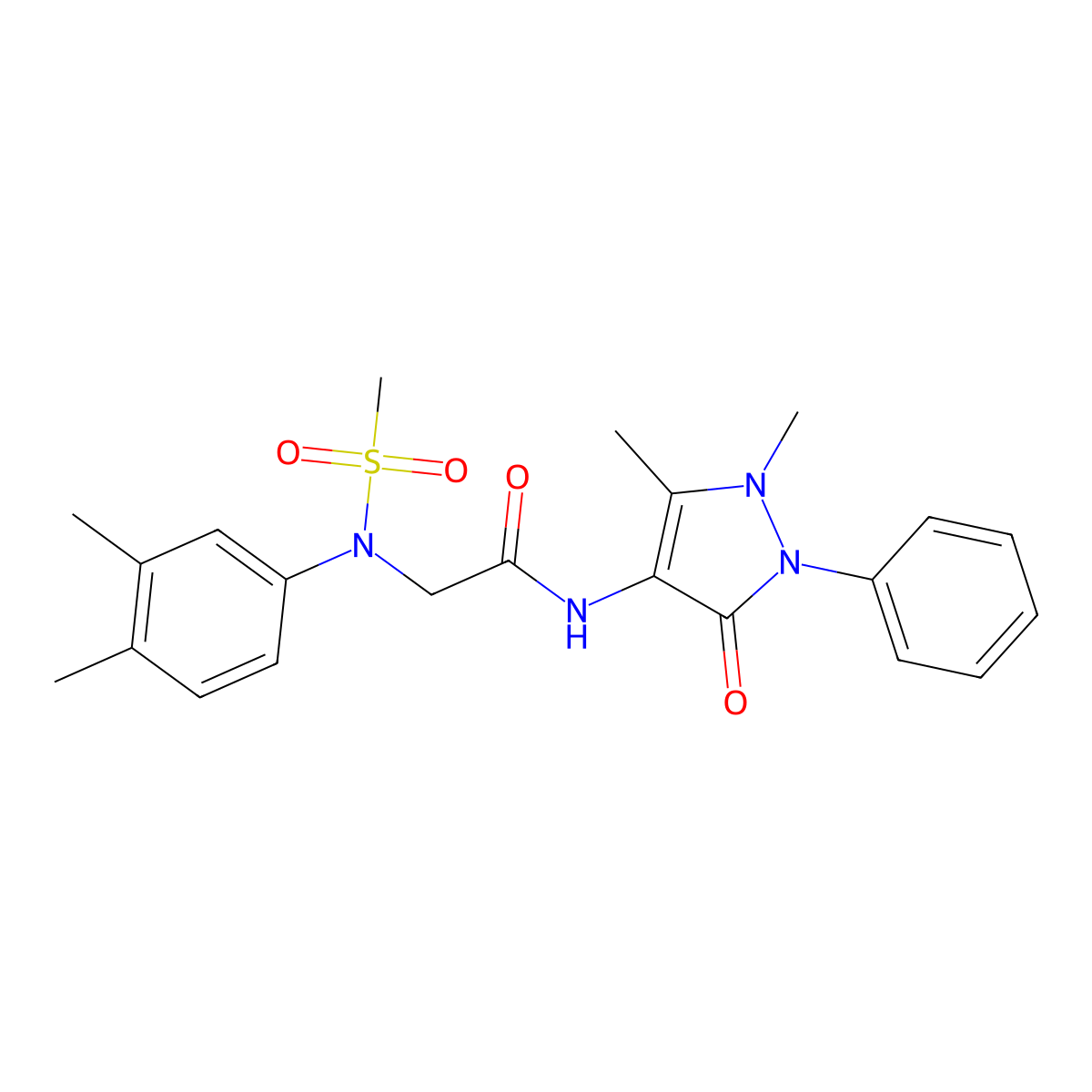 2-[3,4-dimethyl(methylsulfonyl)anilino]-N-(1,5-dimethyl-3-oxo-2-phenyl-2,3-dihydro-1H-pyrazol-4-yl)acetamide molecular structure, CAS 409354-32-1