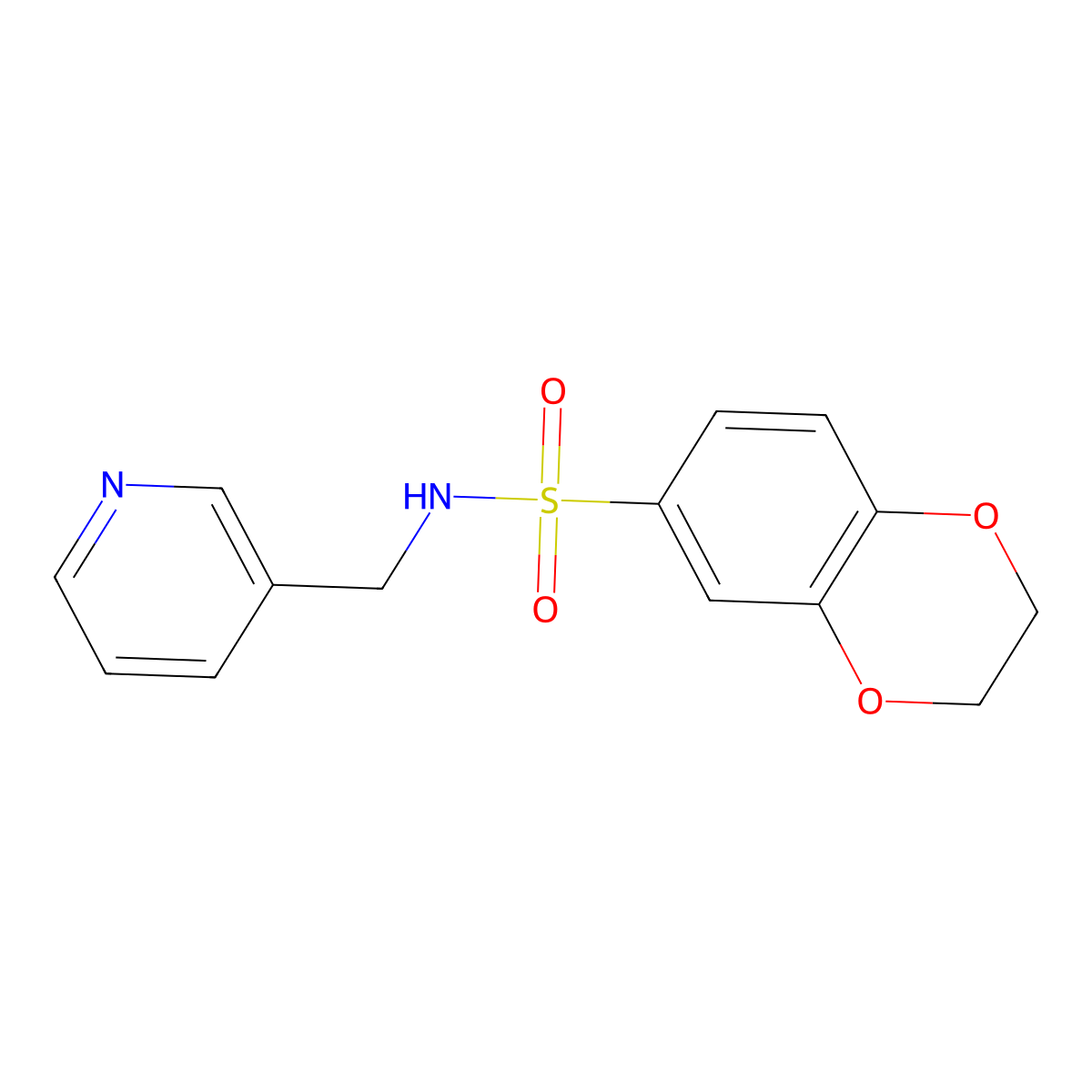 N-(pyridin-3-ylmethyl)-2,3-dihydro-1,4-benzodioxine-6-sulfonamide molecular structure, CAS 409354-46-7